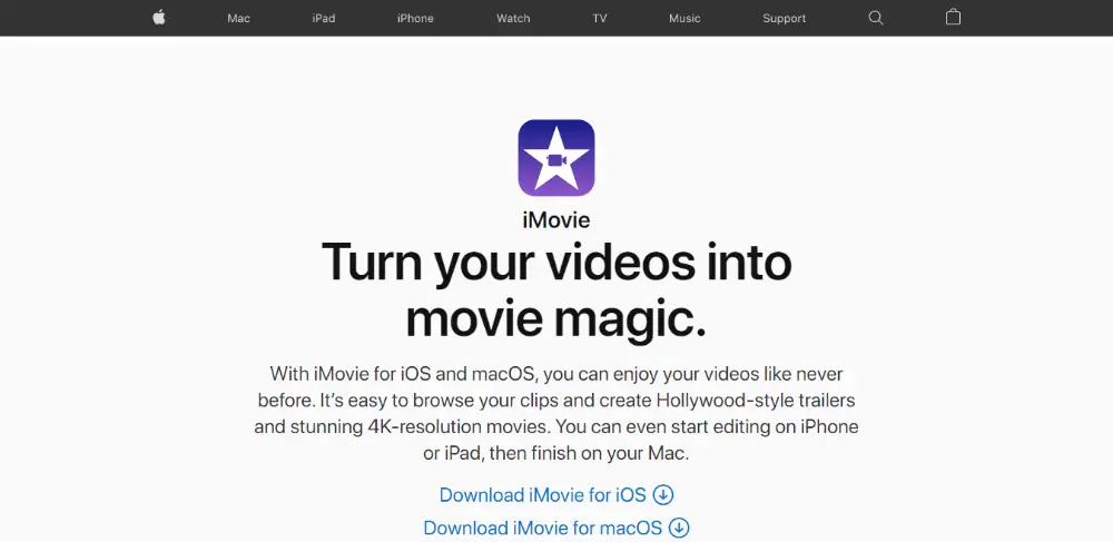 iMovie - video editing software for beginners