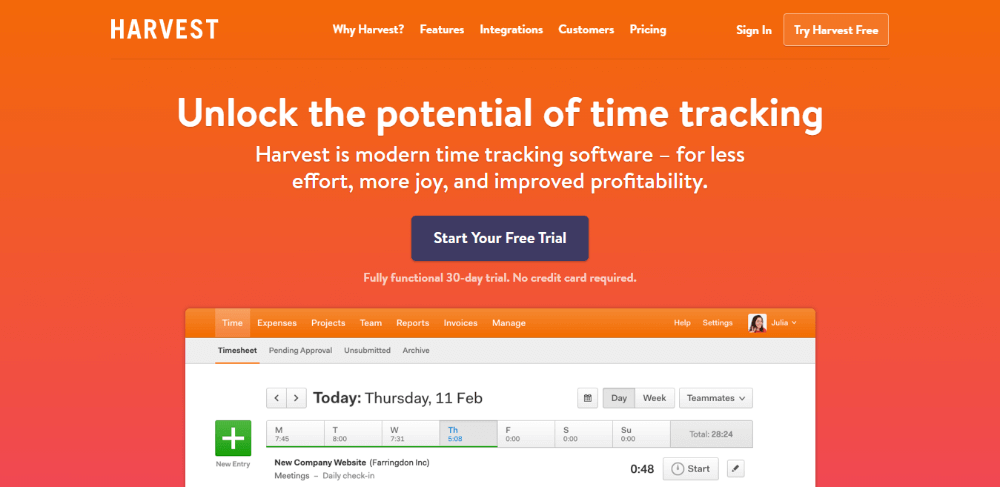 Harvest - Alternative to FreshBooks - Invoicing and time tracking software