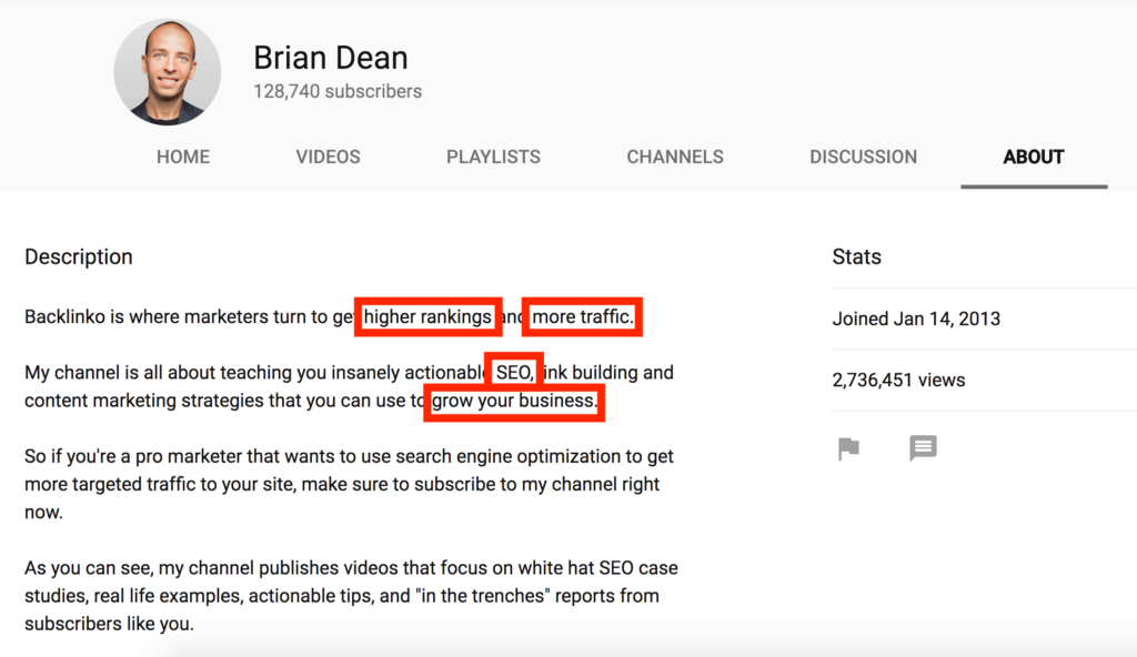 Best Youtube channel description example