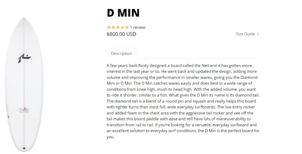 Product Description of D Min by Rusty Surfboards