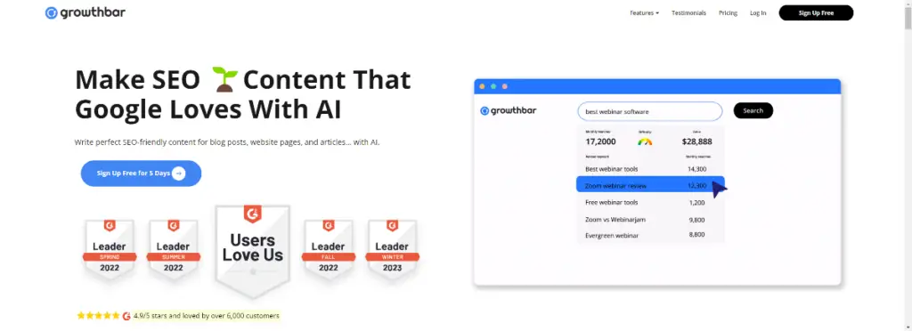 GrowthBar - AI Tools for Marketers and Writers